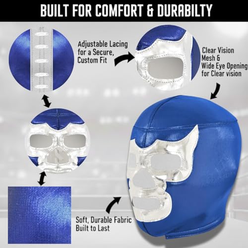 Artisans Bazaar Mexican Custume Wear Masks Luchador Mexicano Wrestling Masks Foamy Material for Men & Women Lucha Libre Adult - style: Blue Demon