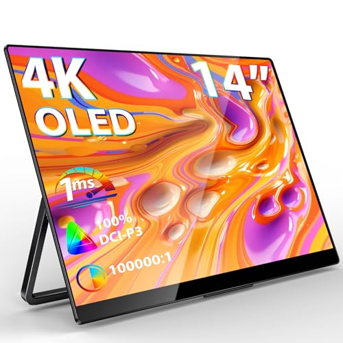 InnoView 14 Inch OLED Portable Monitor 4k UHD 3840x2400 Portable Monitor 100% DCI-P3 | 100000:1Contrast | Built-in Speakers, Travel Monitors for Laptop PC MAC Phone PS4 Xbox Switch - size: 14-inch