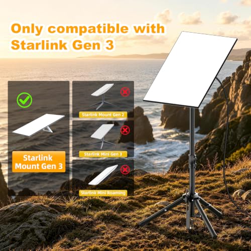 Starlink Gen3 Tripod Mount Adjustable Height 90° Degree Tilt Stand with Carry Bag Stable Iron Connector Compatible with Starlink Standard Gen3 Standard 4 4X V3 Dish for RV Camping Outdoor Travel - color: Black