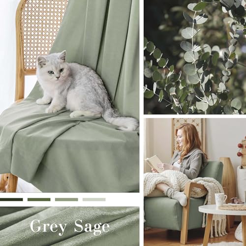 Lazzzy Green Velvet Curtains Blackout Thermal Insulated Curtains 72 Inch Long Window Drapes for Bedroom Living Room Super Soft Luxury Rod Pocket Window Treatment 2 Panels, Grey Sage - color: Grey Sage, size: 52"W x 72"L (Pack of 2)