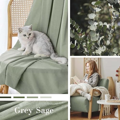 Lazzzy Green Velvet Curtains Blackout Thermal Insulated Curtains 72 Inch Long Window Drapes for Bedroom Living Room Super Soft Luxury Rod Pocket Window Treatment 2 Panels, Grey Sage - color: Grey Sage, size: 52"W x 72"L (Pack of 2)