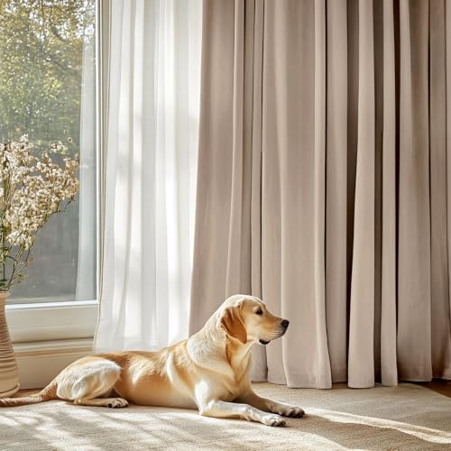 MIULEE Camel Beige Velvet Curtains 84 Inch Long 2 Panels, W40 x L84 | Luxury Super Soft, Thermal Insulated, Room Darkening Drapes, Rod Pocket Design, Window Curtains for Bedroom Living Room - color: Camel Beige, size: 40"W x 84"L (Pack of 2)