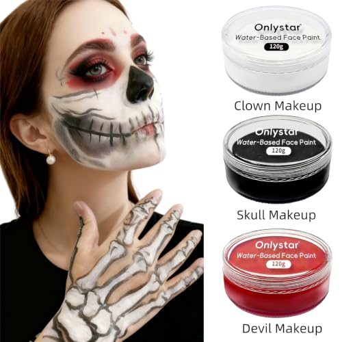 120g Large Devil Red Face Paint – 4X Volume of 30g, Water Activated Body Paint for Halloween Vampire Clown Cosplay, Non Toxic Professional SFX Makeup – Long Lasting & Easy Wash (red) - color: red