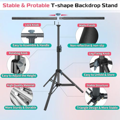 Product Photography Photo Backdrops Stand Kit, Photo Background, 26.8x50in White Black Backdrop Background with 26x29in Small T-Shape Backdrop Stand Tabletop Photo Shoot for Jewelry Cosmetics - color: White & Black, size: 2.2 x 2.5 Ft
