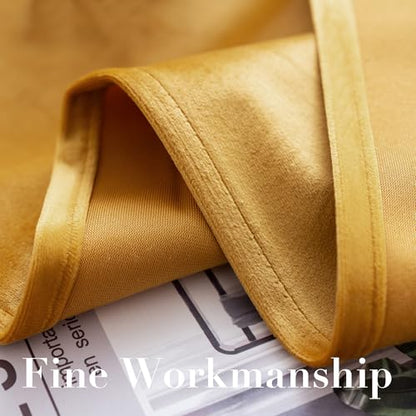 H.VERSAILTEX Luxury Velvet Curtains for Bedroom, 63 Inch, Mustard Yellow - color: Mustard, size: 52"W x 63"L (Pack of 2)