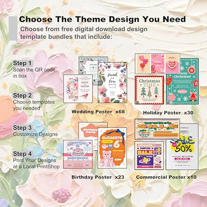 Wedding Welcome Sign Stand, Adjustable Wooden Sign Holder Stand, Heavy Duty Wood Easel with Poster Design Templates & Ground Stakes for Wedding, Bridal Baby Shower, Birthday Party