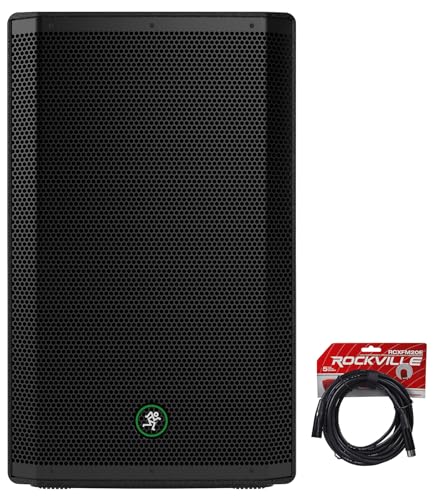 Audiosavings Bundle: (1) Mackie Thrash215 15" 1300W Powered Active DJ PA Speaker Thrash 215 Bundle with (1) Rockville RCXFM20E-B 20 Foot Female to Male XLR Mic Cable Black 100% Copper (2 Item)
