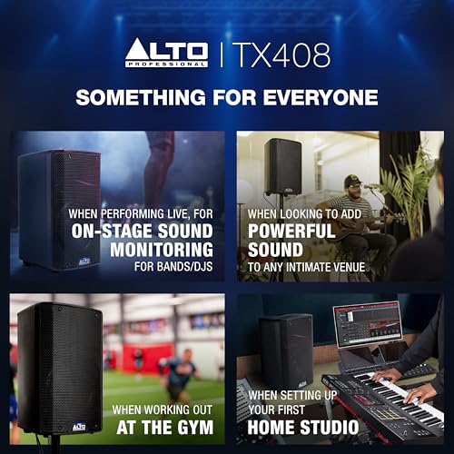 Alto TX408 350W 8" Powered PA Speaker | TWS Bluetooth, 2-Channel Mixer, and Monitor Mode for Bands, DJs, Rehearsals, and Venues - size: 8" PA Speaker