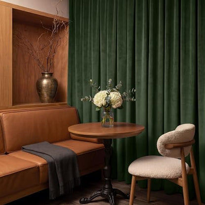RYB HOME Olive Green Velvet Blackout Curtains 90 inches for Living Room | Thermal Insulated, UV Privacy Blocking, Energy Efficient, Noise Reducing, Back Tab, Guest Room Office, W52 x L90, 2 Panels - color: Olive Green, size: 52"W x 90"L (Pack of 2)