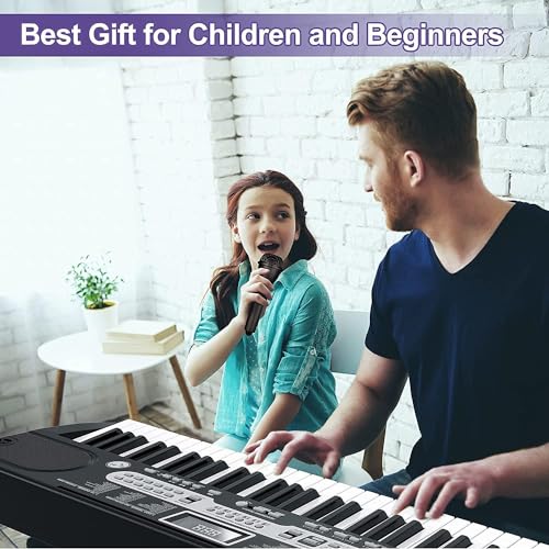 GarveeLife 61-Key Electric Keyboard Piano Set for Beginners and Kids with Microphone, Headphones, Stand, Stool, and Carrying Bag – Portable and Ideal for Teaching, Perfect Birthday or Christmas Gift - style: 61-Key（Set）-1