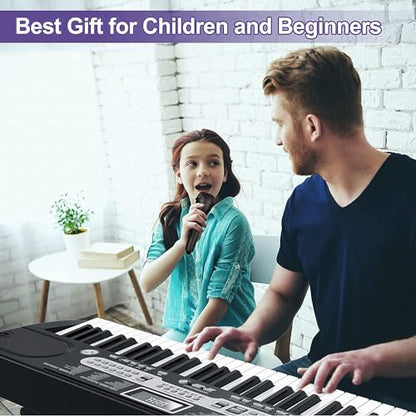 GarveeLife 61-Key Electric Keyboard Piano Set for Beginners and Kids with Microphone, Headphones, Stand, Stool, and Carrying Bag – Portable and Ideal for Teaching, Perfect Birthday or Christmas Gift - style: 61-Key（Set）-1