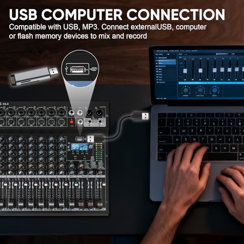 8 Channel Audio Mixer with Bluetooth, 99 DSP Effects - color: 8-Channel
