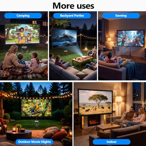 Portable Projector Screen with Tripod Stand, 100in Projection Screen Outdoor for Backyard, Camping, Washable Cloth Projector Screen with Water Weight Bag, Indoor Movie Screen, 16:9 - size: 100inch