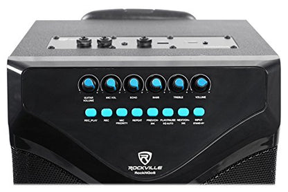 Rockville ROCKnGo 8" Portable Rechargeable Bluetooth PA Speaker with Mic | 360W Peak / 90W RMS, Wireless VHF Mic, 4-8 Hour Rechargeable Battery, XLR / USB, Wheels, 5 Band EQ, Record, Echo, Class D Amp