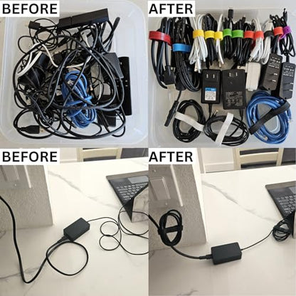 Snap Wrap | Pro Silicone Magnetic Cable Organizer 6-Pack | Easy One-Hand Operation Cable Management Bands for Home, Office, and Travel | Tidy Cable and Wire Storage - color: Black