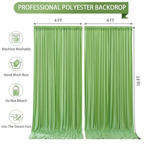 Sage Green Backdrop Curtain 2 Panels-Wrinkle-Free Champagne Curtains Polyester Photography Drapes for Baby Shower Birthday Party Photo Background Backdrop Stand- 8 X10FT (Sage Green) - color: Sage Green, size: W4' x H10'(2 panels)
