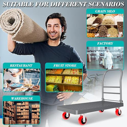 Platform Truck Foldable Flatbed Cart 24'' x 48'' Heavy Duty Push Cart Dolly - size: 48"x24"