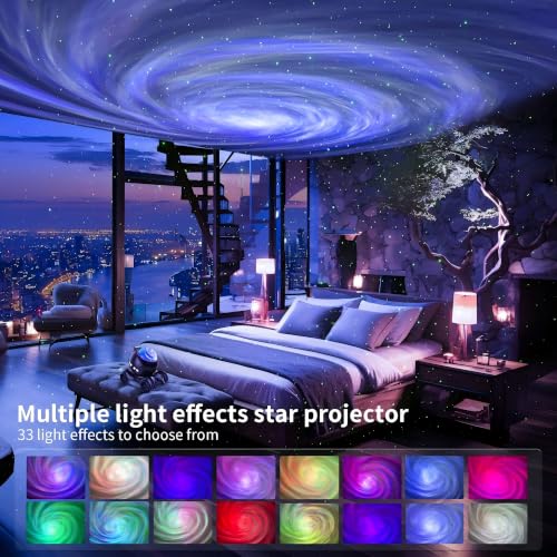 ENOKIK Galaxy Projector, Star Aurora Night Light Bluetooth Speaker, Black - color: Black