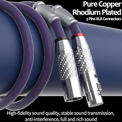 Preffair 18AWG XLR Balanced Cables 3Pins Female to Male Audio Wires with 4N OFC Copper Cores/Rhodium Plated XLR Connectors for Mixers/Amplifiers/Speakers/Home Stereo Systems-1 Pair (2.0 M / 6.6 Feet) - size: 6.6 ft