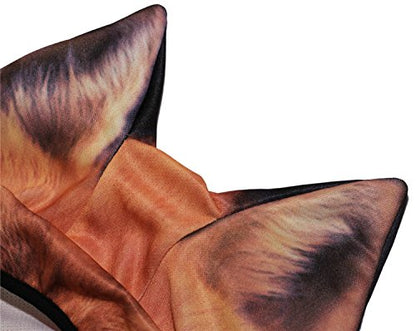 WTACTFUL 3D Animal Ears Balaclava, Breathable Face Mask for Halloween | Stand-Up Ears, Windproof Dustproof, Quick-Dry, No Fade Print, Soft, for Music Festivals Raves Ski Snowboard Moto Party - color: Fox Meb-08