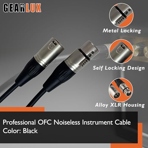 Gearlux XLR Microphone Cable, Fully Balanced, Male to Female, 3.2 Feet - Single Pack - size: 3.2 Ft, style: 1 Pack