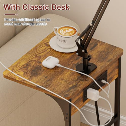 Cidaziya Floor Kindle Phone Tablet Stand with Side Table & Charging Station - size: 11.4"D x 15.4"W x 57.5"H
