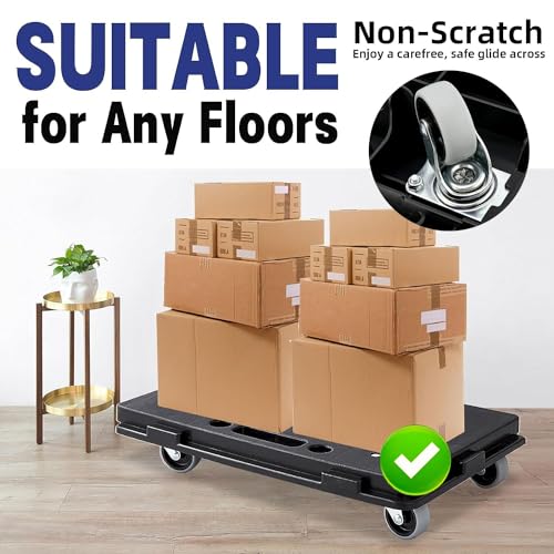 Heavy Duty Furniture Movers with Wheels 2 Pack, Portable Small Flat Moving Dollies for Heavy Furniture, Sofa Appliance Cabinet Movers, 440 lbs Capacity - color: Furniture Movers 2 Pack - Black