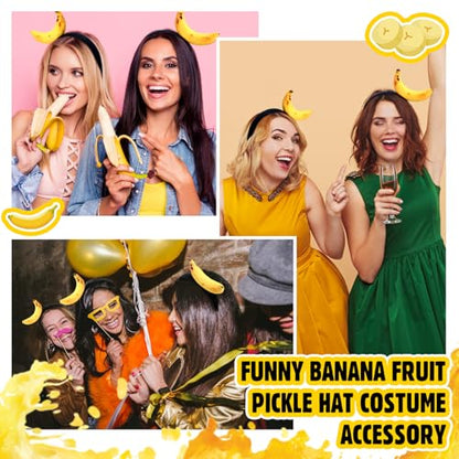 Knitgrip 2 Pcs Funny Headbands Pickle Hot Dog Strawberry Banana Chili Pepper Taco Style Funny Costume Accessories(Banana) - style: Banana