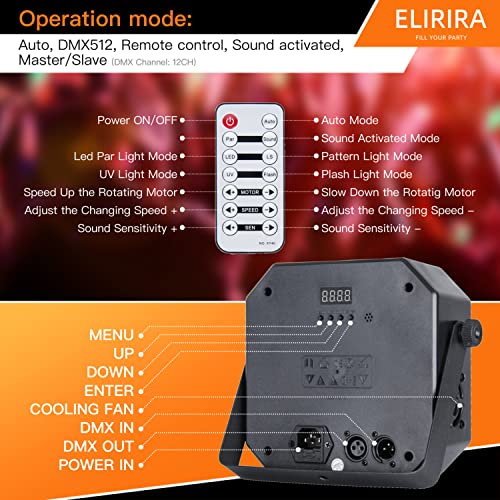 Stage DJ Party 5 in 1 Mixed Effect Lights with Magic Ball, LED Par Pattern Lights and Strobe/UV,Sound Activated Disco with Remote DMX Control, Great for Wedding/Church/Club/Party