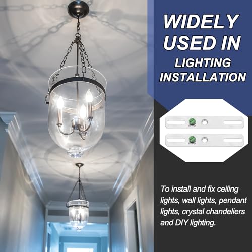 PATIKIL 4" Light Crossbar Kit, 2 Set Universal Light Fixture Mounting Bracket 1/4"-20 Tap Center Hole Ceiling Light Plate Canopy Hardware Set for Chandelier Wall Light, with Screw Pack