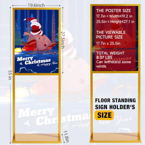 Blulu 4 Pcs Sign Stand Holder, 19.6"x 27.5" Double Sided Metal Wedding Sign Stand, Heavy Duty Floor Standing Poster Holder, Outdoor Banner Stands with Non Slip Mat for Board and Foam Display (Gold) - color: Gold
