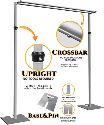 Pipe and Drape Adjustable Uprights, Crossbars,Bases & Hangers - Drape Systems for Backdrops, Trade Shows, Events, Photo Booths and Decorations by CITNAMOR (10' Tall x 10' Wide Kit(2xCrossbar)) - size: 10' Tall x 10' Wide Kit (2 x Crossbar)