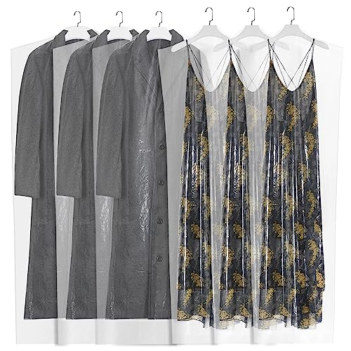 60-Pack Extra Long Dry Cleaning Bags for Clothes 72-Inch Long - Clear Plastic Garment Bags for Hanging Clothes, Dry Cleaner Plastic Clothing Cover for Suits, Gowns, Coat, Dance Costumes & Long Dresses - color: Clear - 72 Inch Length