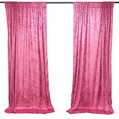 AK TRADING CO. 10 feet x 10 feet Lush Velvet Backdrop Drapes Curtains Panels with Rod Pockets - Wedding Ceremony Party Home Window Decorations - Fuchsia - color: Fuchsia