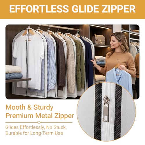 2 Pack 39" Clear Double-Sided Garment Bag with Zipper 24x39x4 Inch | Breathable PVC with Non-Woven Top, Zippered Garment Cover for Suits Wedding Dresses Costumes, Travel Organizer - size: 24 × 39 × 4 in