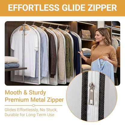 2 Pack 39" Clear Double-Sided Garment Bag with Zipper 24x39x4 Inch | Breathable PVC with Non-Woven Top, Zippered Garment Cover for Suits Wedding Dresses Costumes, Travel Organizer - size: 24 × 39 × 4 in