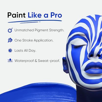 Blue Squid PRO Blue Face Paint Stick - Waterproof Blue Body Paint for Skin Adults & Kids Eye Black Baseball, Eyeblack Softball - Hypoallergenic Twist-Up Non-Toxic Makeup Stick for Cosplay, Sports, SFX - color: Blue