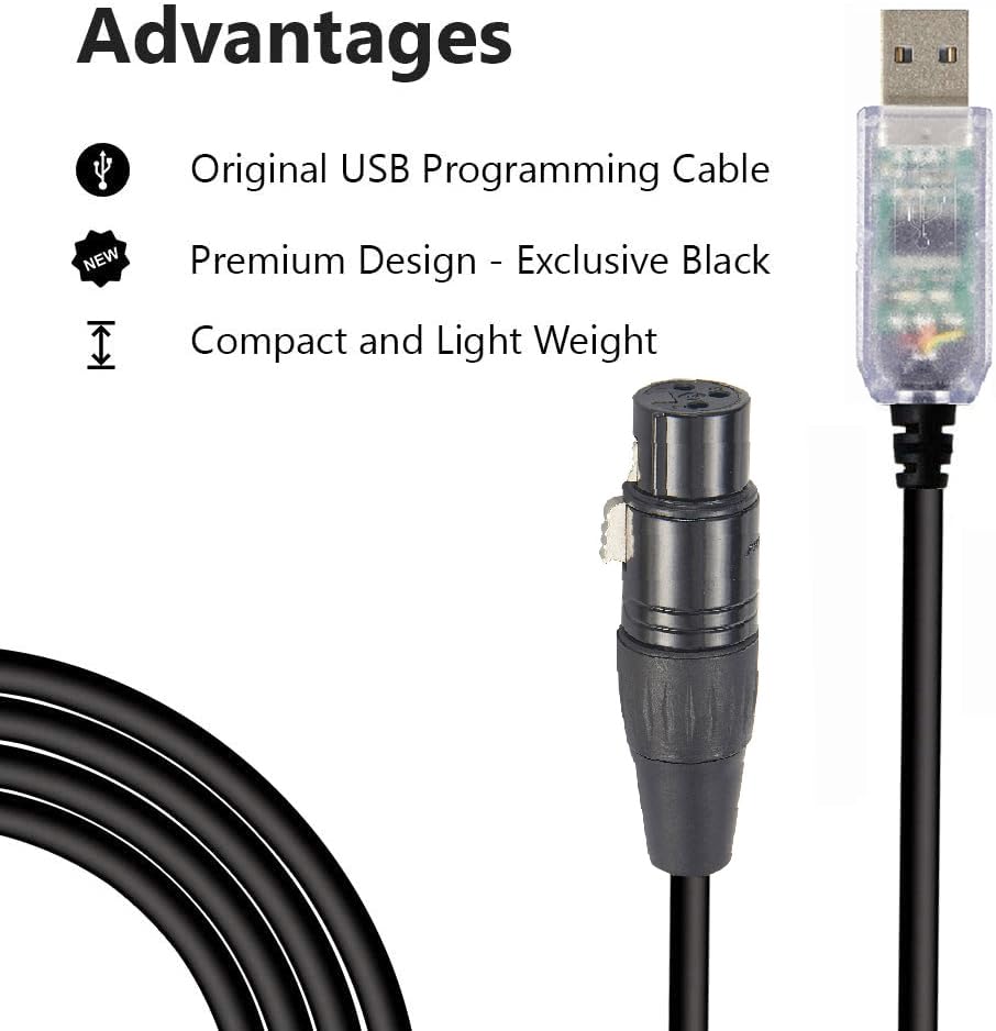 USB to DMX Cable RS485 Adapter Converter 3PIN XLR Female DMX512 Interface Freestyler Software PC Control Dimmer Cable with FT232RL Chip Support Win10 Mac OS (3 Meters) - color: Black, style: Female Connector-3M