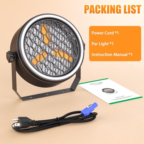 100W Retro DJ Lights, Gold Super Bright COB Par Light Stage Spotlights with Strip, Sound Activated Vintage DMX Uplights Indoor for Events Club Wedding Theater Church Dance Lighting