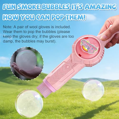 Fog Bubble Machine,Elastic Smoke Bubble Machine,Rechargeable Automatic Smoke Bubble Maker,Colorful Lights & Music,Magic Fog Bubble Wand Summer Christmas Birthday (A-Green) - color: A-green