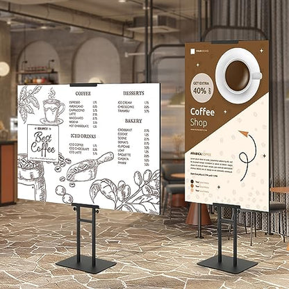 VEVOR Poster Stand, Adjustable Height Up to 75", Double-Sided Heavy Duty Pedestal Sign Holder, Floor Standing Sign Holder Banner Stand with Shock-absorbing Base for Display, for Board and Foam, Black | Double-Sided Floor Standing Sign Holder Banner Stand