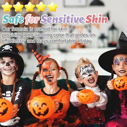 Drawdart Face Painting Kit for Kids, 12Pcs XL Face and Body Paint Crayons| 12 Vibrant Colors Safe and Washable Face Paint Sticks for Adults Kids Party, Halloween Makeup, School Event, Cosplay