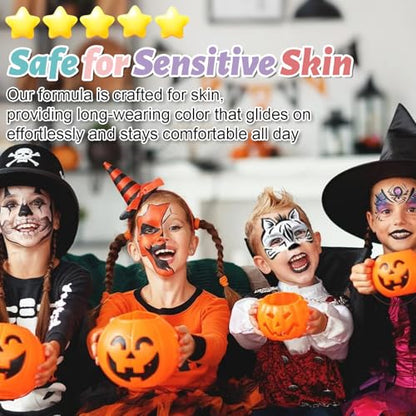 Drawdart Face Painting Kit for Kids, 12Pcs XL Face and Body Paint Crayons| 12 Vibrant Colors Safe and Washable Face Paint Sticks for Adults Kids Party, Halloween Makeup, School Event, Cosplay