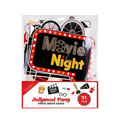 BESTOYARD Movie Night Photo Booth Props 21-Piece Kit – Cardboard Cutouts for Birthday, Prom & Themed Parties, Funny Props for Kids & Adults
