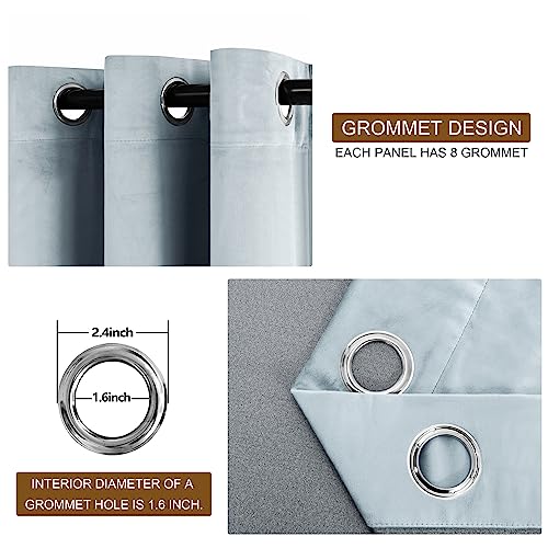 DWCN Velvet Curtains - Room Darkening Light Blocking Window Drapes for Nursery Bedroom, Living Room, Tieable Solid Grommet Curtains & Drapes Set of 2, 52 Wide by 63 inches Length, Stone Blue - color: Stone Blue, size: 52"W x 63"L (Pack of 2)
