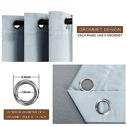 DWCN Velvet Curtains - Room Darkening Light Blocking Window Drapes for Nursery Bedroom, Living Room, Tieable Solid Grommet Curtains & Drapes Set of 2, 52 Wide by 63 inches Length, Stone Blue - color: Stone Blue, size: 52"W x 63"L (Pack of 2)