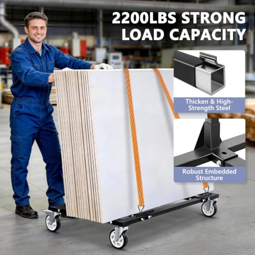 KEDSUM 2200lbs Heavy Duty Drywall Cart with 5" Swivel Casters | Thickened Steel Table Cart with Handle, Panel Dolly for Drywall, Plywood, Lumber, Ideal for Factory, Hotel, Warehouse, Party