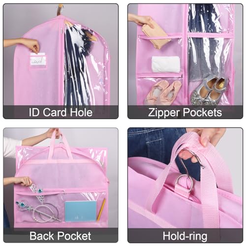 Zilink Clear Dance Costume Garment Bag Dance Bags for Teenagers 50 in, Pink - color: Pink, size: 50"-1Pack