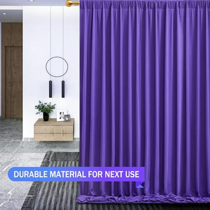 Purple Backdrop Curtains 2 Panels-Wrinkle-Free Purple Curtains Polyester Photography Drapes for Baby Shower Birthday Party Photo Background Backdrop Stand- 8 X10FT - color: Purple, size: W4' x H10'(2 panels)