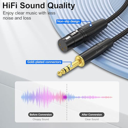 HOSONGIN XLR Female to 1/4 TRS Male Balanced Cable, 6.35mm Balanced Stereo Jack Cable with 3-Pin Connector, Nylon Braided for Live Sound, Electronic Organ, Mixers Studio Gear, 3 Feet - size: 3.3 Feet